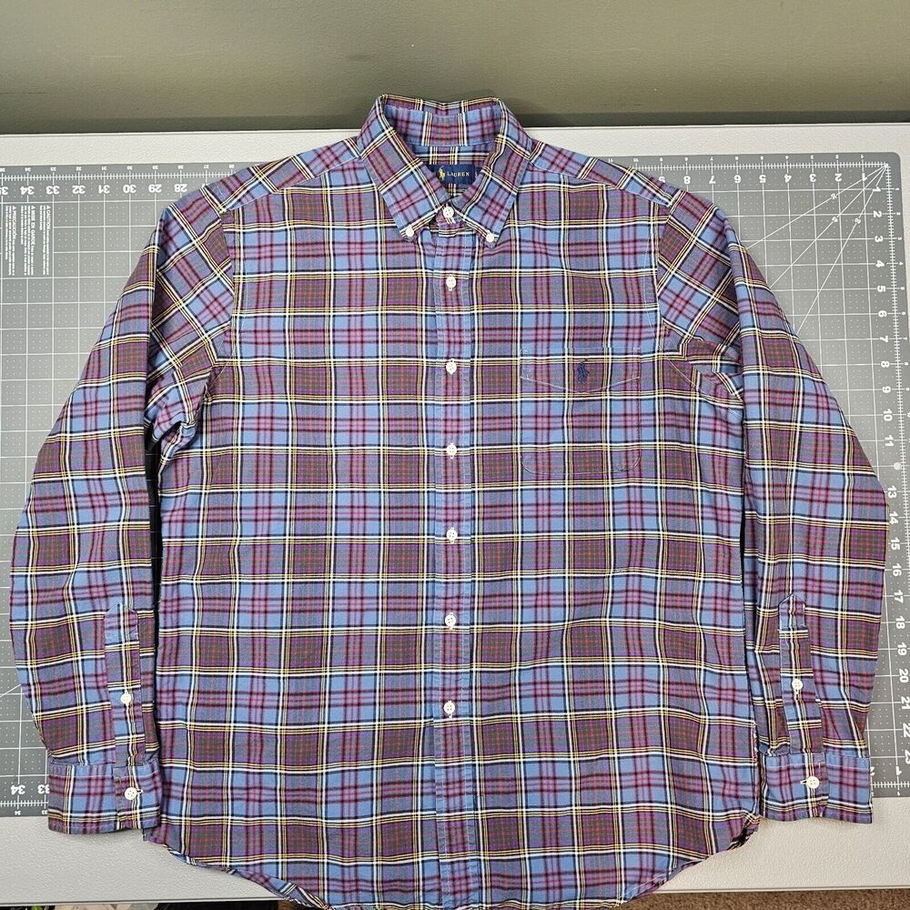 Vintage Polo Ralph Lauren Shirt Mens Large Plaid Pocket Preppy Academia 90s Work